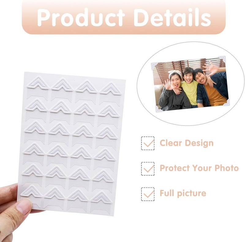 Drokenle 240 Pieces Photo Corners Self Adhesive Photo Corner Stickers, Picture Mounting Corners Acid Free Photo Corner for DIY Scrapbook, Album, Picture Frames, Journal Supplies (White) - Image 3